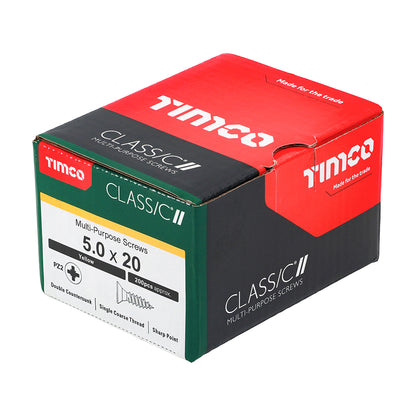 200x Timco 10G 5mm Solo Wood Screws Zinc Yellow Pozi Countersunk 20mm - 120mm