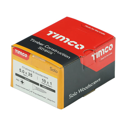 200x Timco 10G 5mm Solo Wood Screws Zinc Yellow Pozi Countersunk 20mm - 120mm