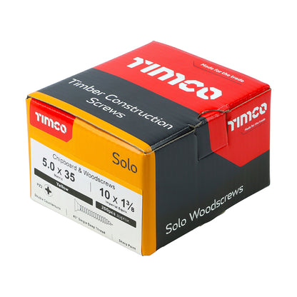 200x Timco 10G 5mm Solo Wood Screws Zinc Yellow Pozi Countersunk 20mm - 120mm