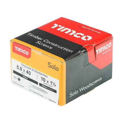 200x Timco 10G 5mm Solo Wood Screws Zinc Yellow Pozi Countersunk 20mm - 120mm