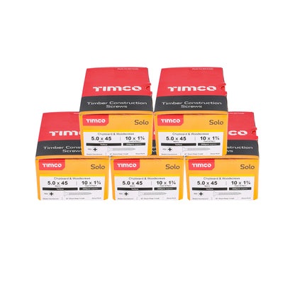 1000x Timco 10G 5mm Solo Wood Screws Yellow Pozi Countersunk Chipboard 25mm - 100mm