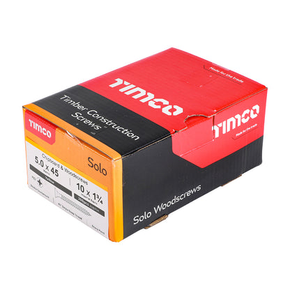 200x Timco 10G 5mm Solo Wood Screws Zinc Yellow Pozi Countersunk 20mm - 120mm