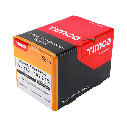 200x Timco 10G 5mm Solo Wood Screws Zinc Yellow Pozi Countersunk 20mm - 120mm