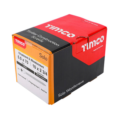 200x Timco 10G 5mm Solo Wood Screws Zinc Yellow Pozi Countersunk 20mm - 120mm