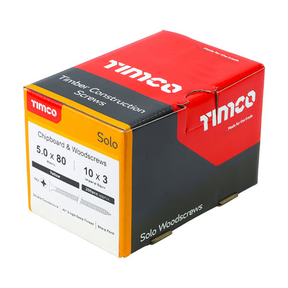 200x Timco 10G 5mm Solo Wood Screws Zinc Yellow Pozi Countersunk 20mm - 120mm