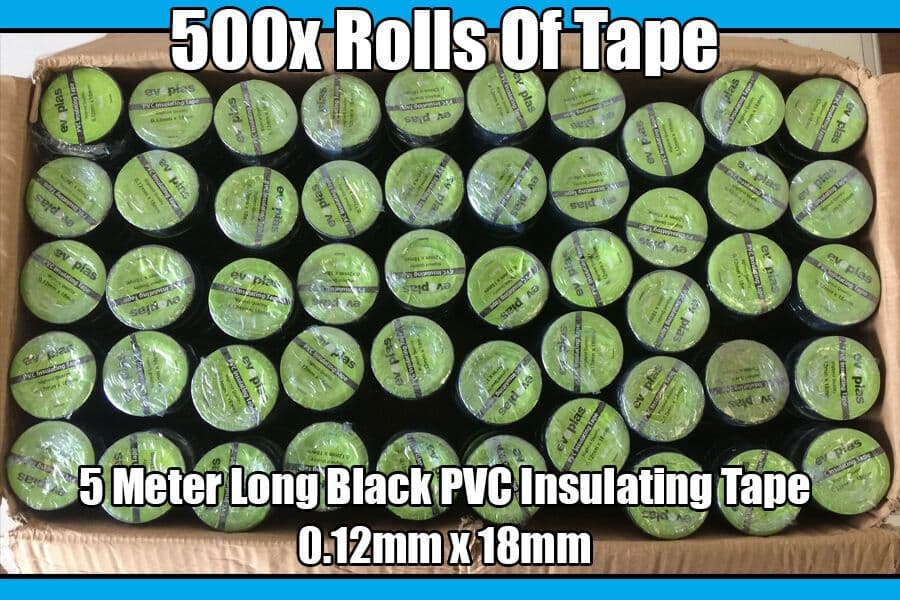 500x 5 Meter Rolls of Black PVC/Electrical/Insulating Tape