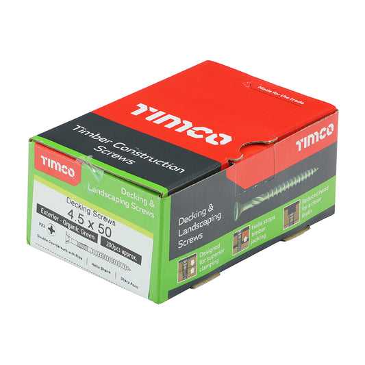 4.5x50mm 9G Timco Solo Wood Timber Decking Screws Green Coated Pozi Drive