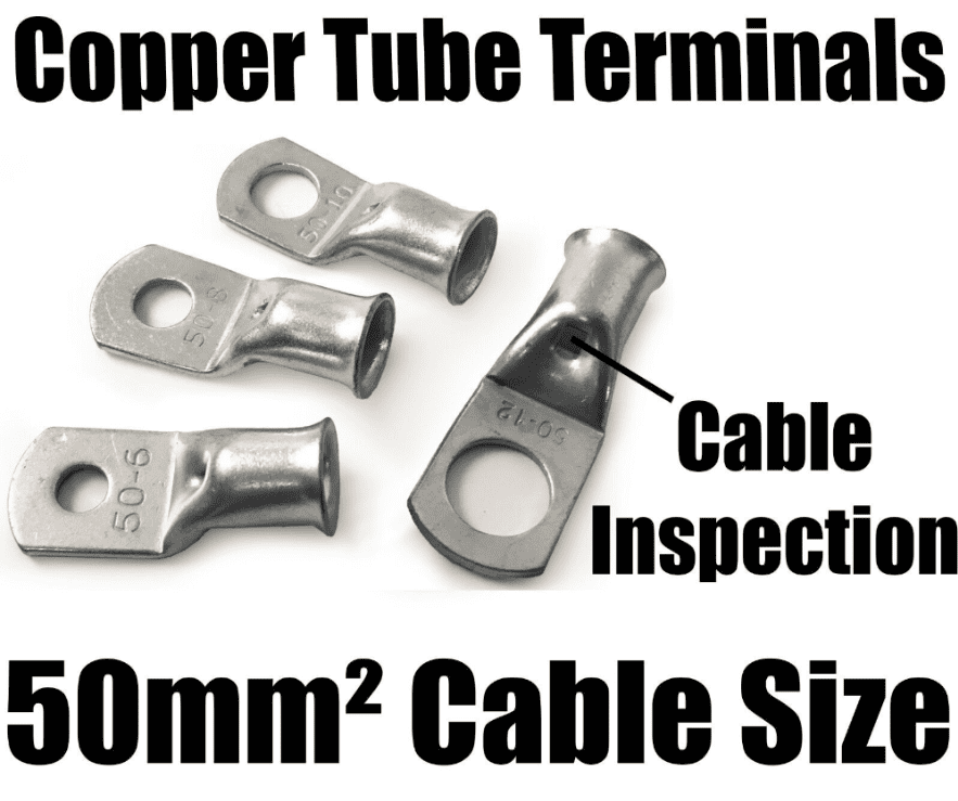 50mm&sup2; Cable Copper Tube Terminals Battery Welding Solder Lug Ring