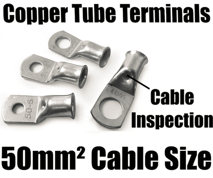50mm&sup2; Cable Copper Tube Terminals Battery Welding Solder Lug Ring