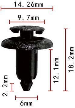 50x 6mm Black Plastic Clips for Toyota Yaris, Avensis, Corolla Trim Panel