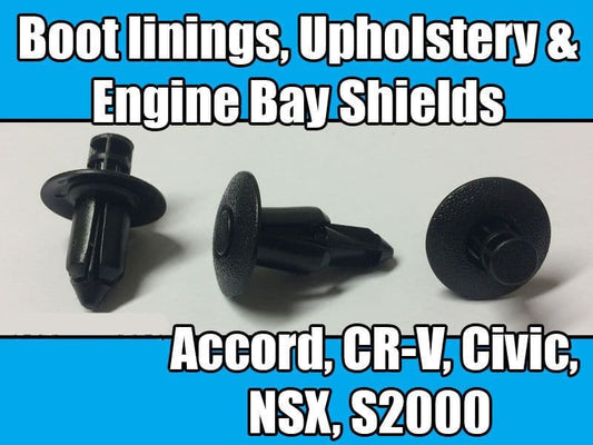50x 8mm Clips for Honda Boot Linings, Upholstery & Engine Bay Shields Cowl Trim