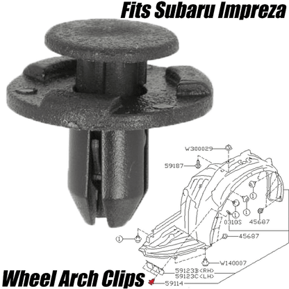 50x 8mm Front Wheel Arch Inner Wing Liner Clips for Subaru Nissan 59114Ag000