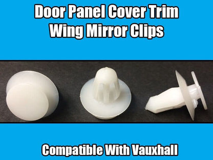 50x 8mm White Plastic Clips for Vauxhall Corsa Door Card Panel Cover Wing Mirror