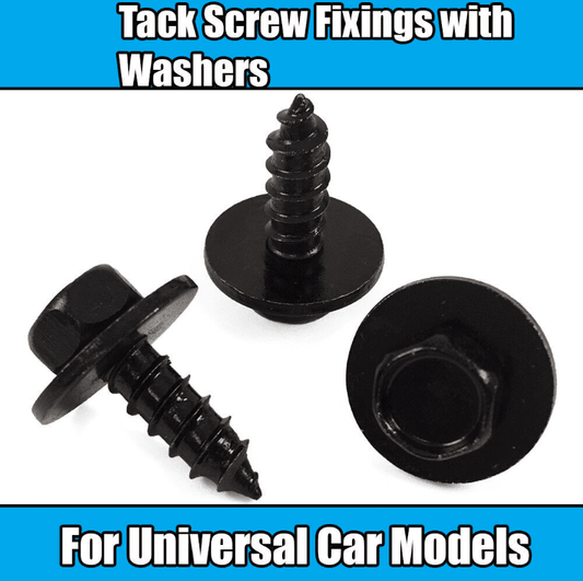 50x Black Metal Tack Screws with Washer Universal for Car Mud Flaps