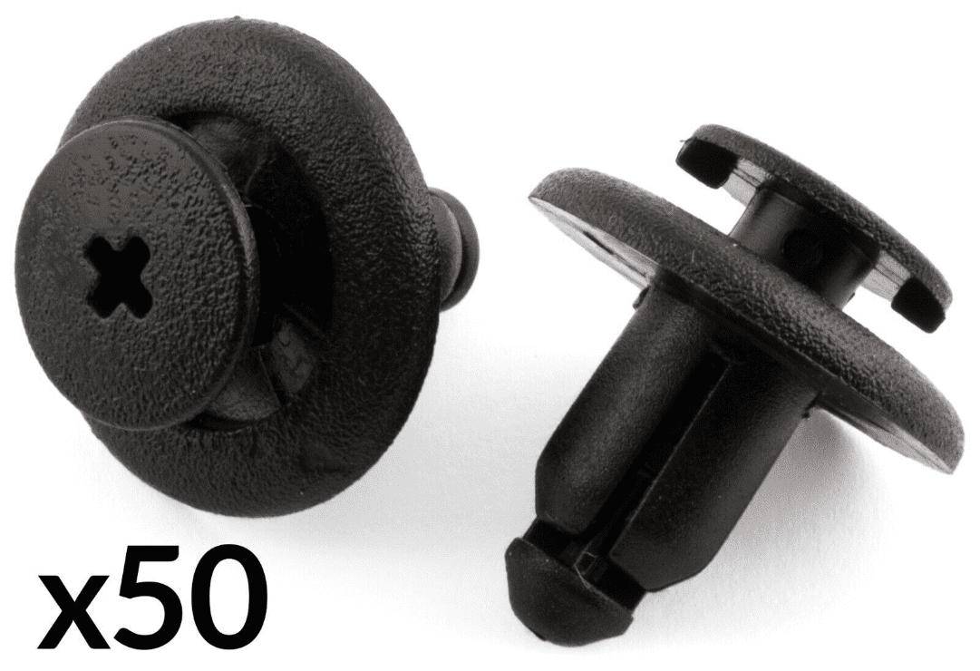 50x Black Plastic 8mm Wheel Arch Lining Clips for Honda Mazda Toyota Nissan