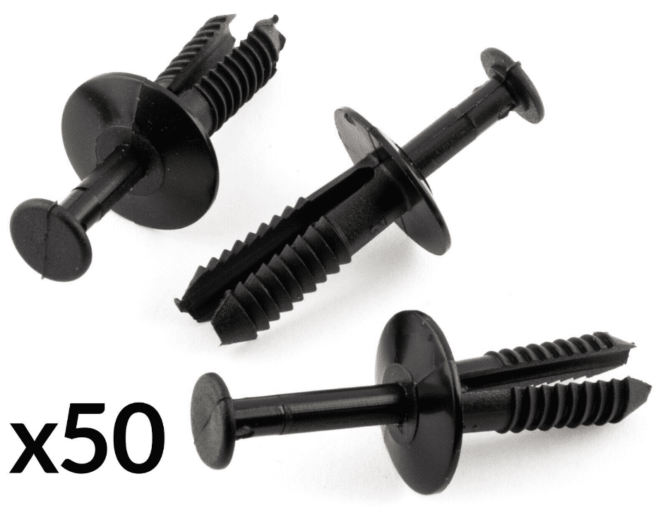 50x Black Plastic Clip for Vauxhall Wheel Arch Bumper Retaining Panel 6mm Fascia