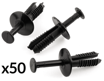 50x Black Plastic Clip for Vauxhall Wheel Arch Bumper Retaining Panel 6mm Fascia