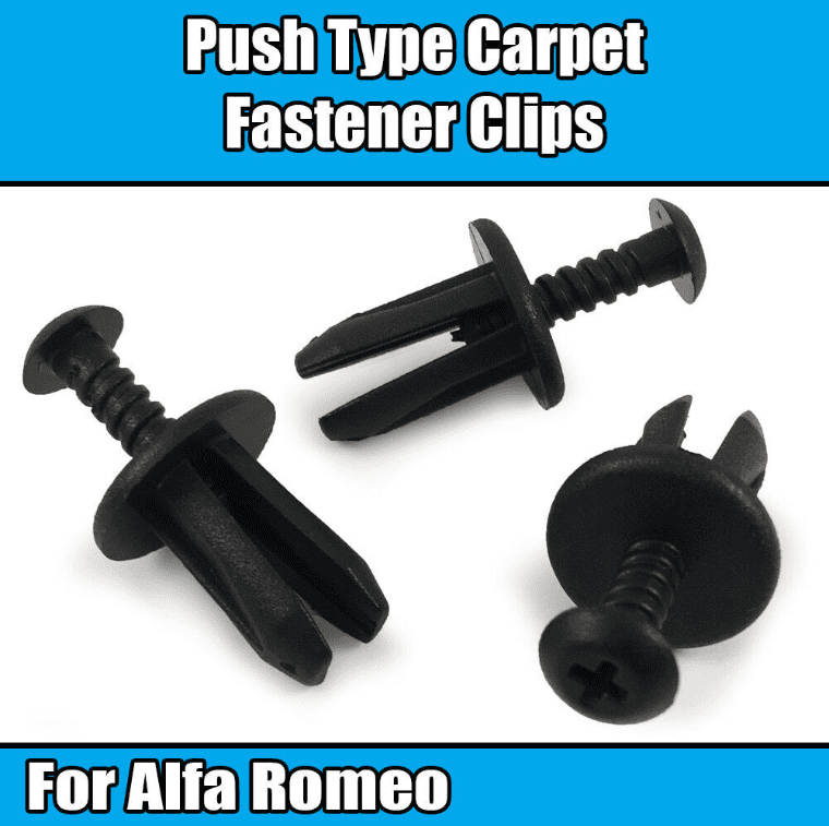 50x Black Plastic Push Type Clips for Fiat Punto Alfa Romeo Carpet ...