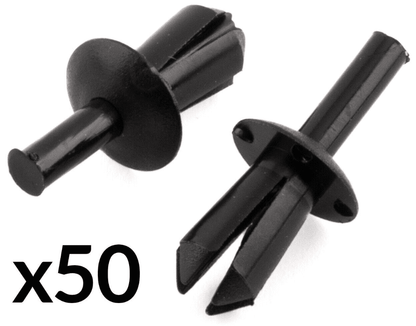 50x Black Plastic Rivet 5mm Trim Clips for Peugeot Wheel Arch Lining Moulding