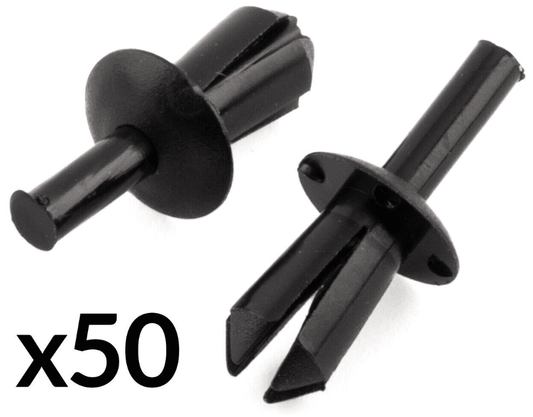 50x Black Plastic Rivet 5mm Trim Clips for Renault Wheel Arch Lining Moulding