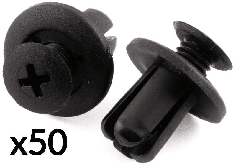 50x Black Plastic Screw Rivet Trim Clips for Ford 8mm Wheel Arch Lining