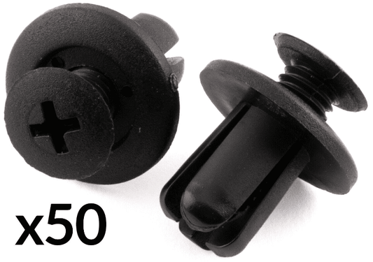 50x Black Plastic Screw Rivet Trim Clips for Ford 8mm Wheel Arch Lining
