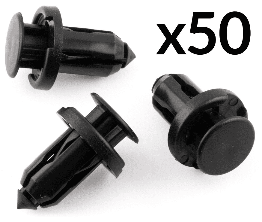 50x Black Plastic Trim Clip Rivet for Honda Nissan CRV Civic Bumper Bonnet
