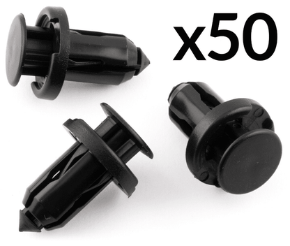 50x Black Plastic Trim Clip Rivet for Honda Nissan CRV Civic Bumper Bonnet