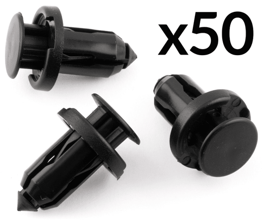 50x Black Plastic Trim Clip Rivet for Honda Nissan CRV Civic Bumper Bonnet
