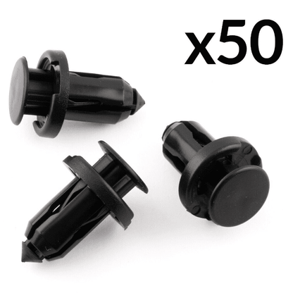 50x Black Plastic Trim Clip Rivet for Honda Nissan CRV Civic Bumper Bonnet