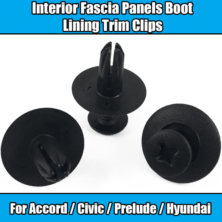 50x Black Plastic Trim Clips for Honda Hyundai Interior Fascia Panel Boot Lining