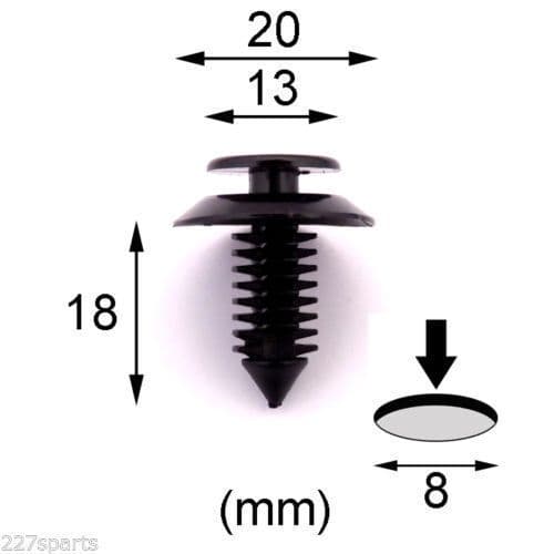 50x Black Plastic Trim Clips Panel Fasteners for Ford Door Card N801925-S