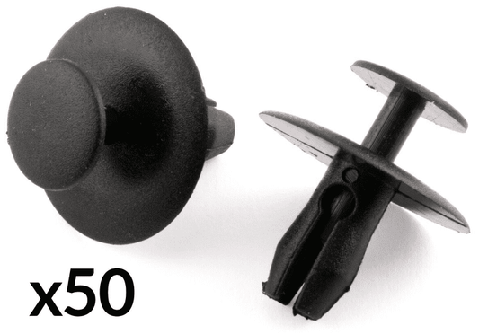 50x Black Push Type Rivets Trim Clips for Peugeot Citroen FIAT Bonnet Grille 7mm