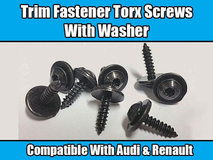 50x Black Torx Screws Metal Fastener Washer for Audi Renault Twingo Laguna Trim