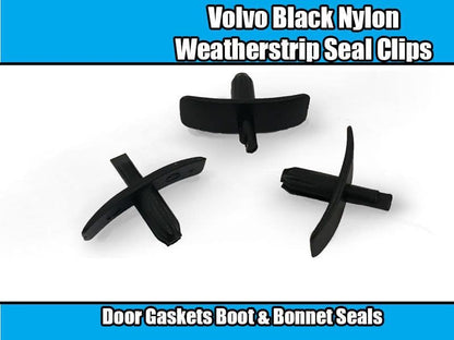 50x Black Weatherstrip Seal Clips for Volvo Door Gaskets Boot Bonnet Seals