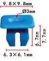 50x Blue Plastic Trim Clips for Ford 3mm Hole Locking Nut Grommet