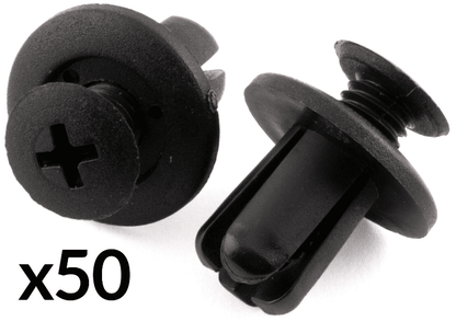 50x Clips for Kia 8mm Wheel Arch Lining Trim Screw Rivet Black Plastic