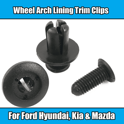 50x Clips for Kia 8mm Wheel Arch Lining Trim Screw Rivet Black Plastic
