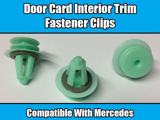 50x Green Plastic Fastener Clips for Mercedes Door Card Interior Trim 9mm Hole
