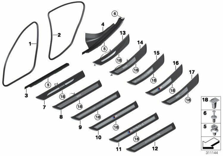 50x Trim Clips for BMW 3 5 7 Series E30 E32 E34 E36 E38 E39 E46 Sill Kick Plate