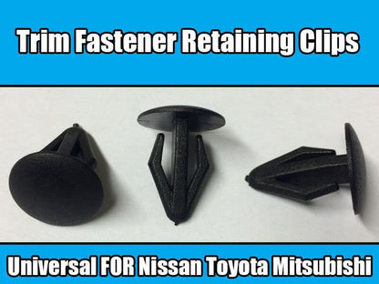 50x Universal Black Plastic Retaining Trim Clips for Nissan Toyota Mitsubishi