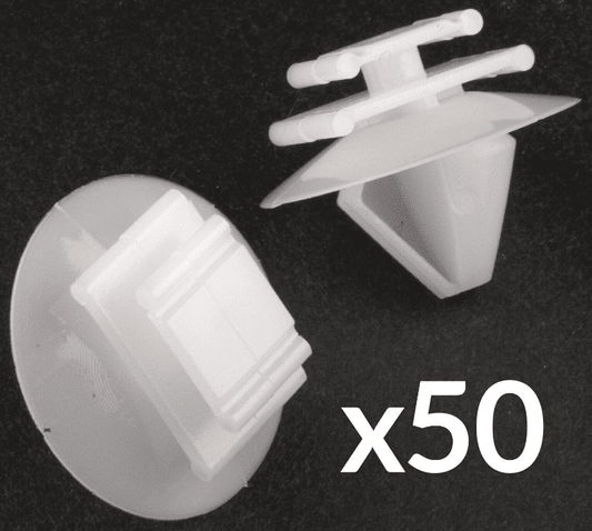 50x White Plastic Clips for Citroen Fiat Moulding Bumper Air Intake Covering