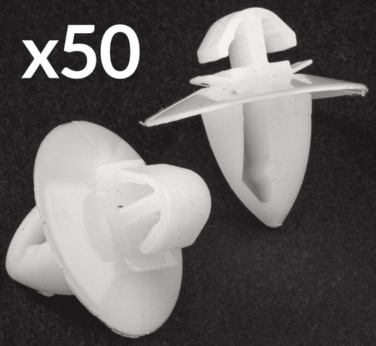 50x White Plastic Clips for Fiat Doblo Exterior Side Moulding Panel Cover Strip