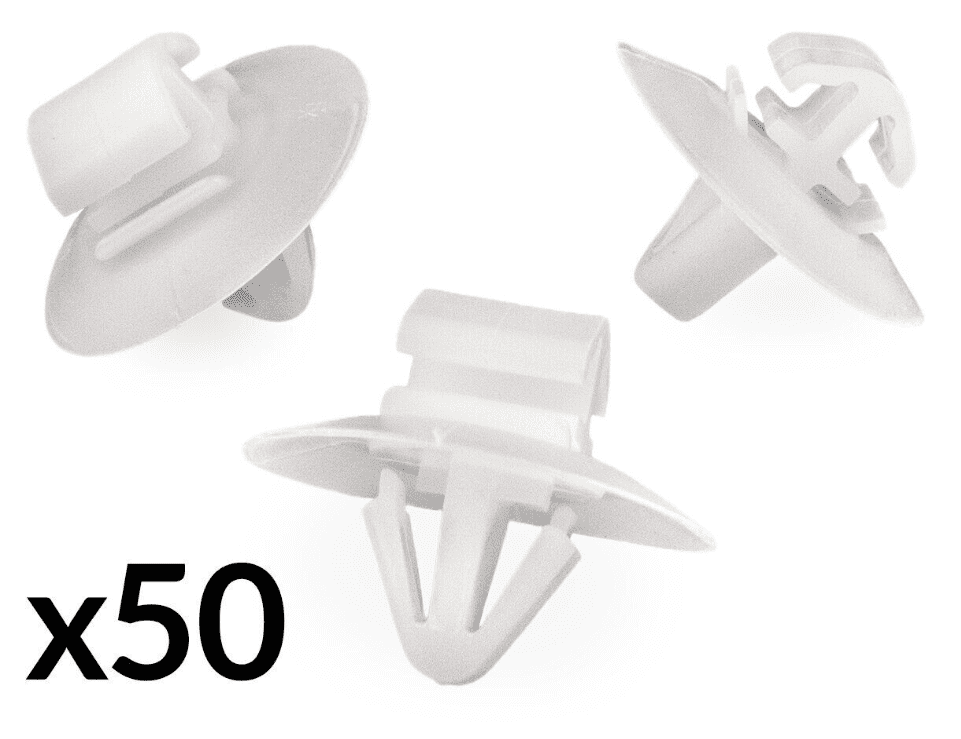 50x White Plastic Clips for Renault & Fiat Door Trim Bumper Side Moulding