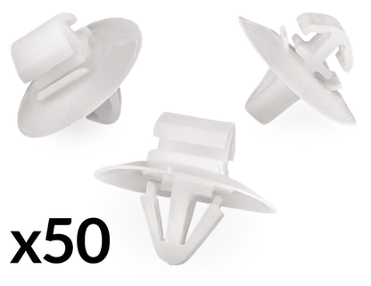50x White Plastic Clips for Renault & Fiat Door Trim Bumper Side Moulding