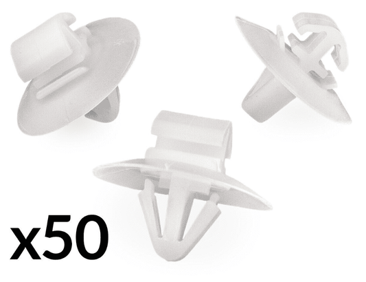 50x White Plastic Clips for Renault & Fiat Door Trim Bumper Side Moulding