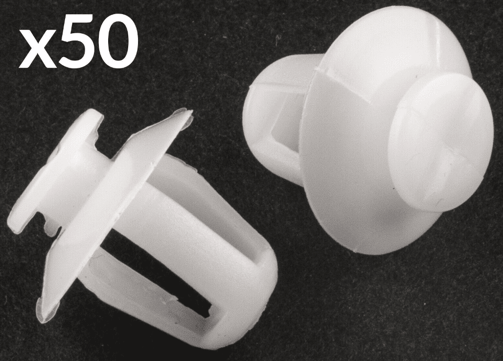 50x White Plastic Trim Clips for Peugeot Exterior Door Moulding Bumpstrip Trims