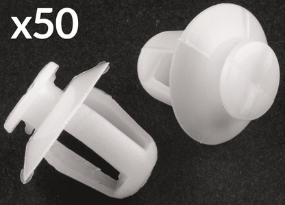 50x White Plastic Trim Clips for Peugeot Exterior Door Moulding Bumpstrip Trims