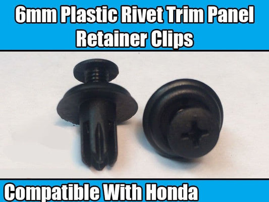 5x 6mm Plastic Rivet Trim Clips Panel Retainer Replaces Honda 90687-Sb0-013