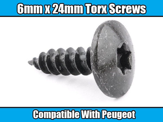 5x Black Metal 6x24mm Torx Screw for Peugeot